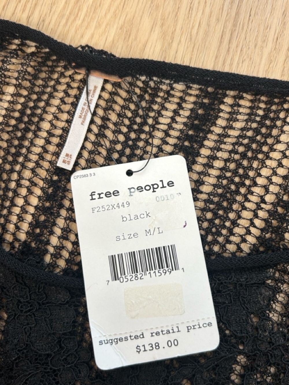 NWT Vintage Free People Lace Knit Fringe Poncho M/L - Picture 2 of 4